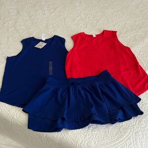 DSG Red Blue Performance Sleeveless Tank skort bundle